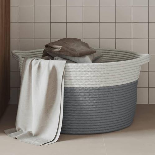 vidaXL Opbergmand Ø 40x25 cm katoen grijs en wit, Huis en Inrichting, Woonaccessoires | Schalen en Manden, Nieuw, Verzenden
