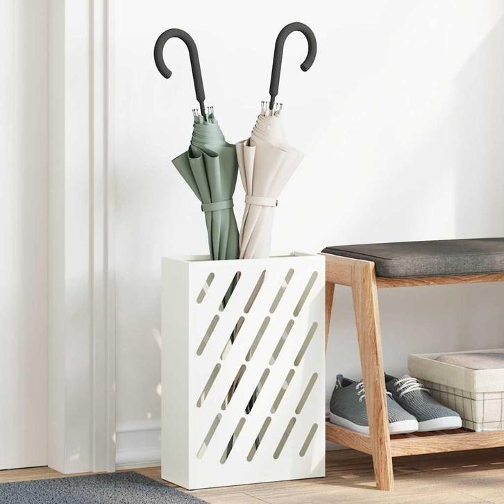 vidaXL Paraplu Standaard met opslag Wit 28 x 12 x 41 cm, Huis en Inrichting, Woonaccessoires | Paraplubakken, Nieuw, Verzenden