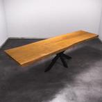 Boomstamtafel, Eettafel 320x85 massief hardhout, metaalpoot, 200 cm of meer, 50 tot 100 cm, Nieuw, Robuust Modern 