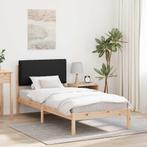 vidaXL Bedframe met Gevoerd Hoofdgedeelte Zwart 80 x 200 cm, Verzenden, Nieuw, Zwart, Hout