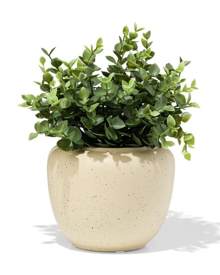 HEMA Bloempot 16x13.4cm keramiek spikkels zand, Huis en Inrichting, Kamerplanten, Verzenden