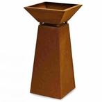 Metalen roestige tuindecoratiezuil met plantenbak in patina, Huis en Inrichting, Woonaccessoires | Overige, Verzenden, Nieuw