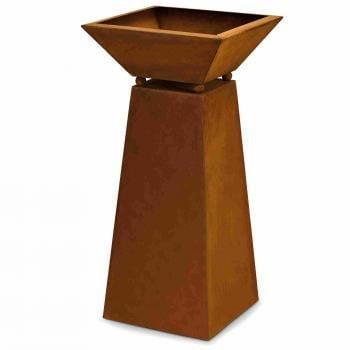 Metalen roestige tuindecoratiezuil met plantenbak in patina, Huis en Inrichting, Woonaccessoires | Overige, Nieuw, Verzenden