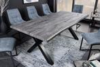 Industriële eettafel WILD 180cm Grijs Gelimd Wild Eiken, Ophalen of Verzenden, Nieuw