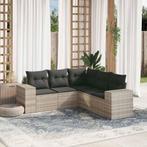 vidaXL 5-delige Loungeset met kussens poly rattan lichtgrijs, Verzenden, Nieuw, Rotan, Loungeset