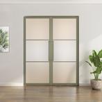 Dubbele stalen taatsdeur - 3 Vlaks - Olijfgroen - Mat glas, Doe-het-zelf en Verbouw, Deuren en Horren, Minder dan 80 cm, Overige typen