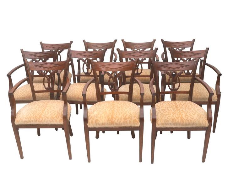 Elf mahoniehouten armstoelen, Holland, 20e eeuw, Antiek en Kunst, Antiek | Meubels | Stoelen en Banken