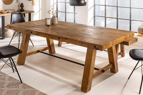 Massieve eettafel FINCA 200cm vintage bruin gerecycled, Huis en Inrichting, Tafels | Eettafels, Ophalen of Verzenden
