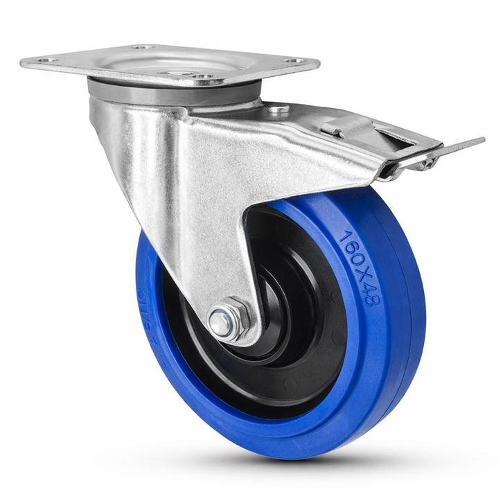 FORTEX Blue Wheel zwenkwiel Ø160mm met dubbele rem WLL 300kg, Muziek en Instrumenten, Licht en Laser, Verzenden