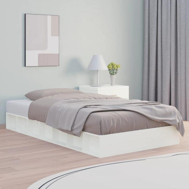 vidaXL Bedframe massief hout wit 75x190 cm, Huis en Inrichting, Slaapkamer | Bedden, Wit, Nieuw, Hout, Eenpersoons, Verzenden