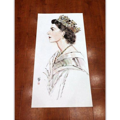 Yang Xiaochun (1960) - Portrait of Elizabeth II, Antiek en Kunst, Kunst | Schilderijen | Modern