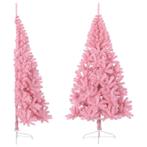 vidaXL Kunstkerstboom met standaard half 240 cm PVC roze, Diversen, Kerst, Verzenden, Nieuw