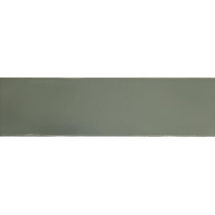 Wandtegel Tebe Vintage 7.5x30 cm Mat Olijf Groen  (prijs per, Doe-het-zelf en Verbouw, Tegels, Ophalen of Verzenden