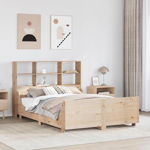 vidaXL Bed met boekenkast zonder matras massief hout 150x200, Huis en Inrichting, Slaapkamer | Bedden, Overige maten, 200 cm, Wit