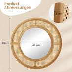 Wandspiegel - Rond - Woonkamer - 65 cm - Bruin - COSTWAY, Huis en Inrichting, Woonaccessoires | Spiegels, Verzenden, Zo goed als nieuw