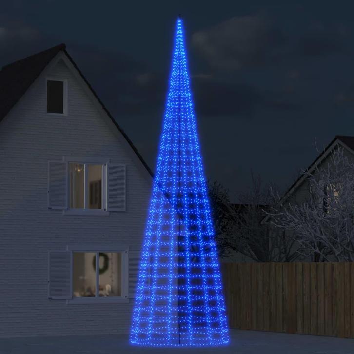 vidaXL LED-kerstboom aan vlaggenmast 3000 LEDs 800 cm blauw, Diversen, Kerst, Nieuw, Verzenden