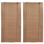 vidaXL Rolgordijnen 2 st 120x220 cm bamboe bruin, Huis en Inrichting, Stoffering | Gordijnen en Lamellen, Verzenden, Nieuw, Bruin