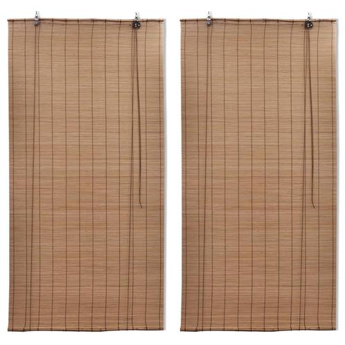 vidaXL Rolgordijnen 2 st 120x220 cm bamboe bruin, Huis en Inrichting, Stoffering | Gordijnen en Lamellen, Bruin, Nieuw, Verzenden