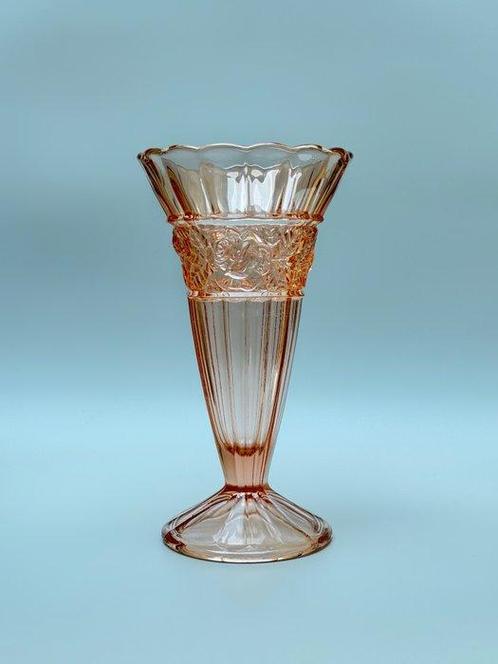 verreries Scailmont - Vaas - ART DECO vaas met rozen - Glas,, Antiek en Kunst, Kunst | Designobjecten