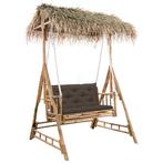 vidaXL Schommelbank 2-zits met palmbladeren en kussen 202 cm, Verzenden, Nieuw, Hout