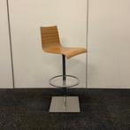 barkruk zithoogte 75 cm, bruin (zebrano) MDF zitting, chroom, Huis en Inrichting, Barkrukken, Ophalen of Verzenden, Gebruikt