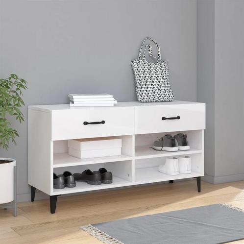 vidaXL Schoenenkast 102x35x55 cm bewerkt hout hoogglans wit, Huis en Inrichting, Kasten | Schoenenrekken, Nieuw, Verzenden
