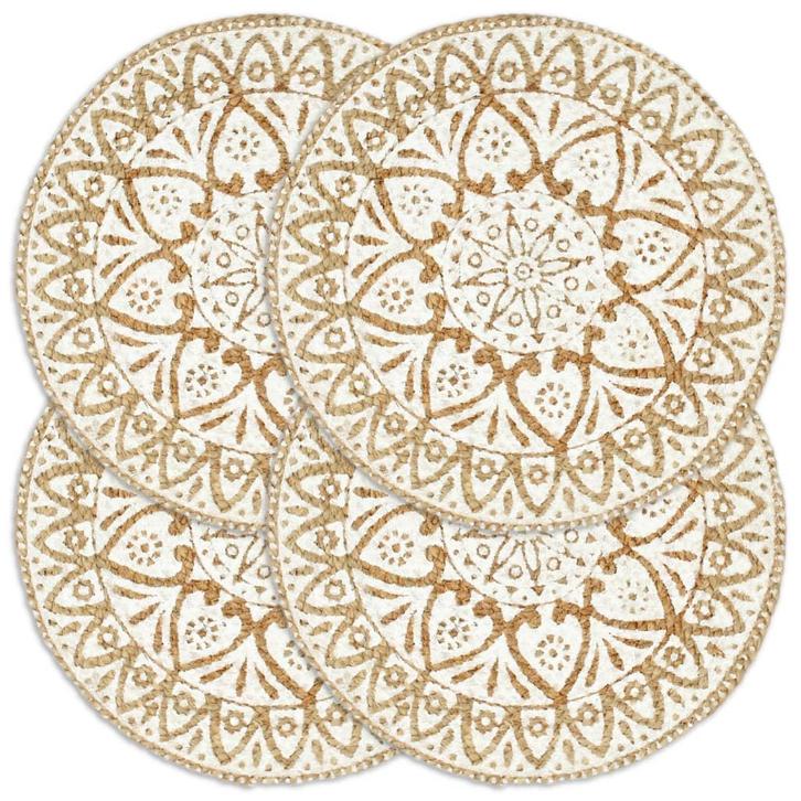 vidaXL Placemats 4 st rond 38 cm jute wit, Huis en Inrichting, Keuken | Textiel, Wit, Nieuw, Verzenden