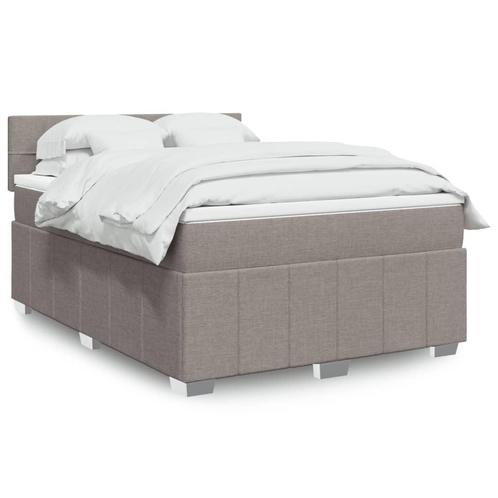 vidaXL Boxspring met matras stof taupe 140x190 cm, Huis en Inrichting, Slaapkamer | Bedden, 140 cm, 190 cm of minder, Tweepersoons