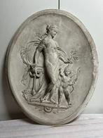 Reliëf, Bassorilievo Ovale Venere e lamore - 80 cm - Gips, Antiek en Kunst