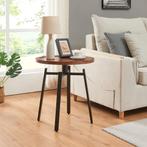 Bijzettafel Mippeena rond Ø50 cm walnootkleurig en zwart [en, Huis en Inrichting, Tafels | Bijzettafels, Verzenden, Nieuw