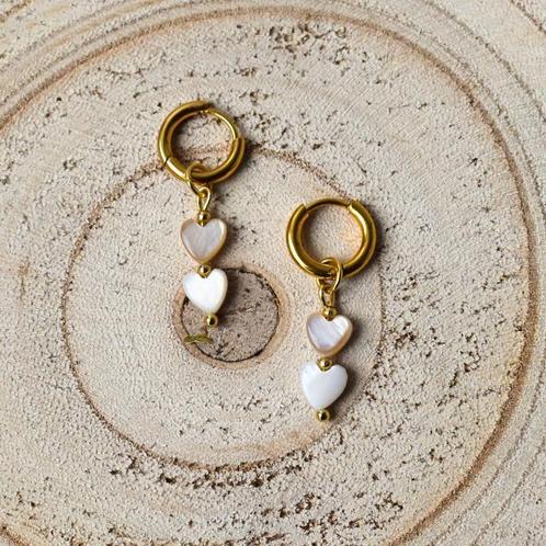 Hartjes Oorbellen van staal in goud en Zilver, Sieraden, Tassen en Uiterlijk, Oorbellen, Knopjes of Stekers, Goud, Nieuw, Overige materialen
