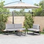 vidaXL Tuin Eetset 3 pcs Lichtgrijs Staal, Verzenden, Nieuw, Rvs