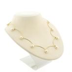 Gouden staafjescollier met parels (Ketting), Gebruikt, Overige kleuren, Ophalen of Verzenden, Met edelsteen