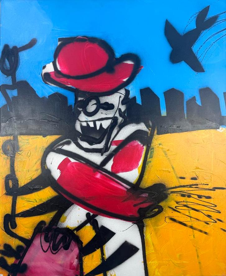 Herman Brood | Origineel Schilderij: De Hoed, Antiek en Kunst, Kunst | Schilderijen | Klassiek, Ophalen of Verzenden