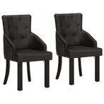 vidaXL Eetkamerstoelen 2 st echt geitenleer zwart, Huis en Inrichting, Stoelen, Verzenden, Nieuw, Zwart