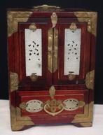 Sieradendoos - Mahonie -messing en Jade - Juwelenkastje met