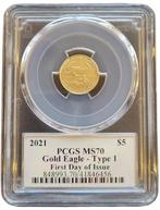 Gouden American Eagle 1/10 oz 2021 Type 1 PCGS MS70 First, Postzegels en Munten, Munten | Amerika, Goud, Losse munt, Verzenden
