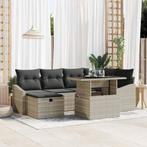 vidaXL Tuin Sofa Set met kussen met opslag 7 pcs Lichtgrijs, Verzenden, Nieuw, Rotan
