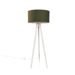 Vloerlamp tripod wit met stoffen kap donkergroen 50cm -, Huis en Inrichting, Nieuw, Overige materialen, Landelijk, 100 tot 150 cm
