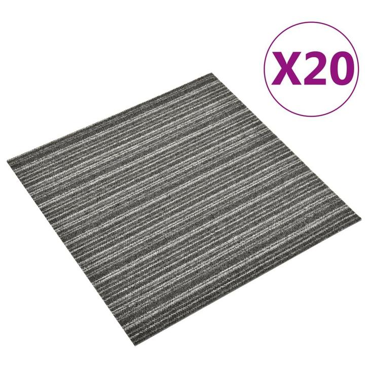 vidaXL Tapijttegels 20 st 5 m² 50x50 cm gestreept antraciet, Doe-het-zelf en Verbouw, Vloerdelen en Plavuizen, Nieuw, Verzenden