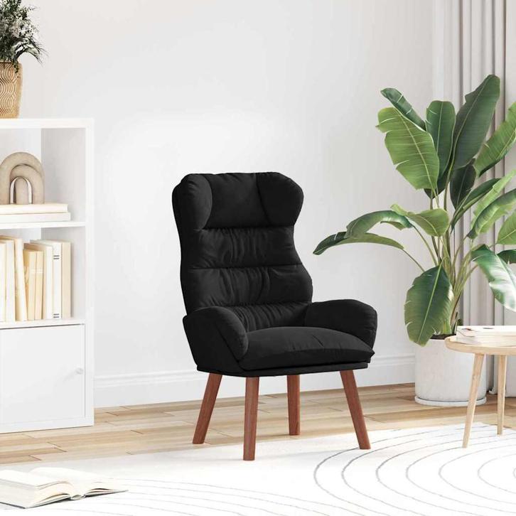vidaXL Ontspanningsstoel Zwart 69 x 74 x 93 cm Fluweel, Huis en Inrichting, Fauteuils, Nieuw, Verzenden