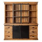 Buffetkast Mangohout Milan 220 Recht, Huis en Inrichting, Kasten | Buffetkasten, Nieuw, 200 cm of meer, Industriële meubels, 25 tot 50 cm