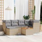 vidaXL 7-delige Loungeset met kussens poly rattan beige, Verzenden, Nieuw, Rotan, Loungeset