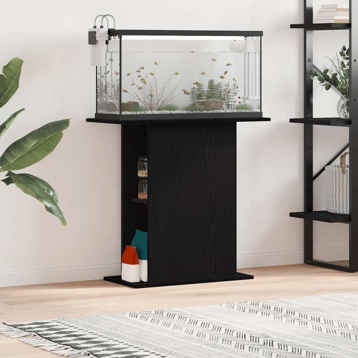 vidaXL Aquariumstandaard Zwart Eiken 75x36x72,5 cm Bewerkt, Dieren en Toebehoren, Overige Dieren-accessoires, Nieuw, Verzenden