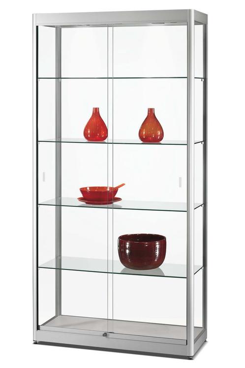 Luxe vitrinekast aluminium 100 cm met schuifdeuren front, Zakelijke goederen, Kantoor en Winkelinrichting | Kantoormeubilair en Inrichting