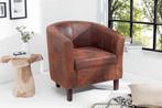 Design loungestoel HEMINGWAY whiskybruin met armleuningen, Huis en Inrichting, Fauteuils, Ophalen of Verzenden, Nieuw