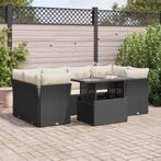 vidaXL 7-delige Loungeset met kussens poly rattan zwart, Tuin en Terras, Verzenden, Nieuw, Rotan, Loungeset