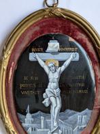 Emailleplaatje - Christus aan het kruis - Brons, Koper,