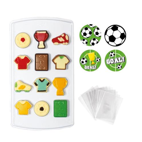 Chocolademal Kit Voetbal (12) (Incl. zakjes en stickers), Hobby en Vrije tijd, Taarten en Cupcakes maken, Nieuw, Verzenden