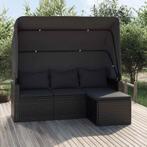 vidaXL Tuinbank 3-zits met dak en voetenbank poly rattan, Verzenden, Nieuw, Rotan